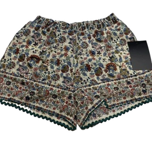 NEW POMANDER Womens Shorts Cream Beige/Multi Size Chintz Nova Floral Size L
